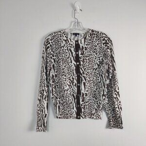 Anne Klein Womens XL Leopard Print Button-Up Cardigan